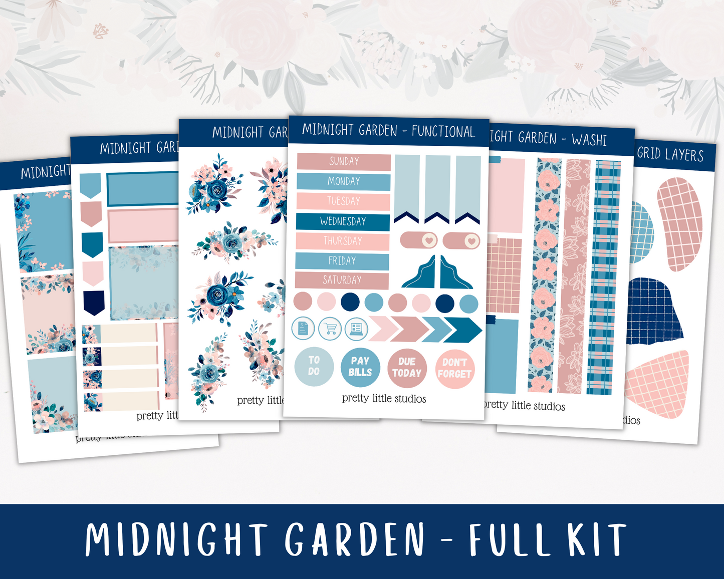 Midnight Garden Standard Vertical Happy Planner Classic Weekly Sticker Kit