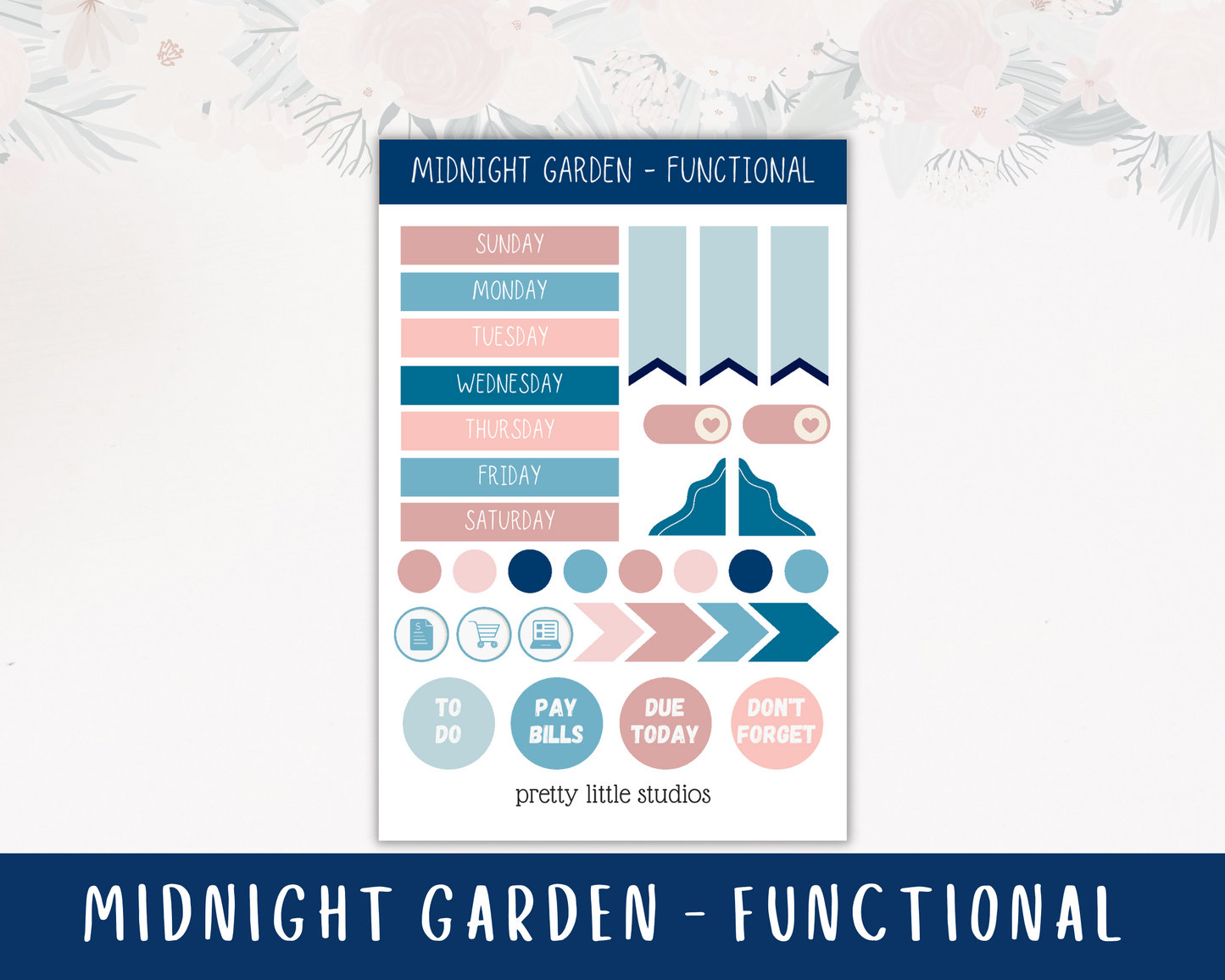 Midnight Garden Standard Vertical Happy Planner Classic Weekly Sticker Kit