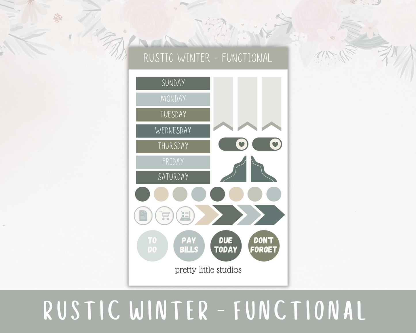 Rustic Winter Happy Planner Classic Standard Vertical Weekly Sticker Kit