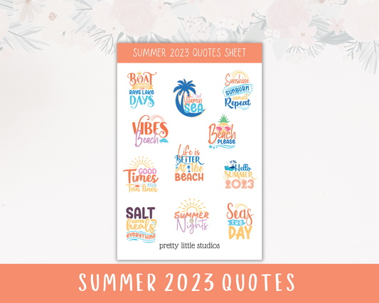 Summer 2023 Quotes Decorative Sticker Sheet