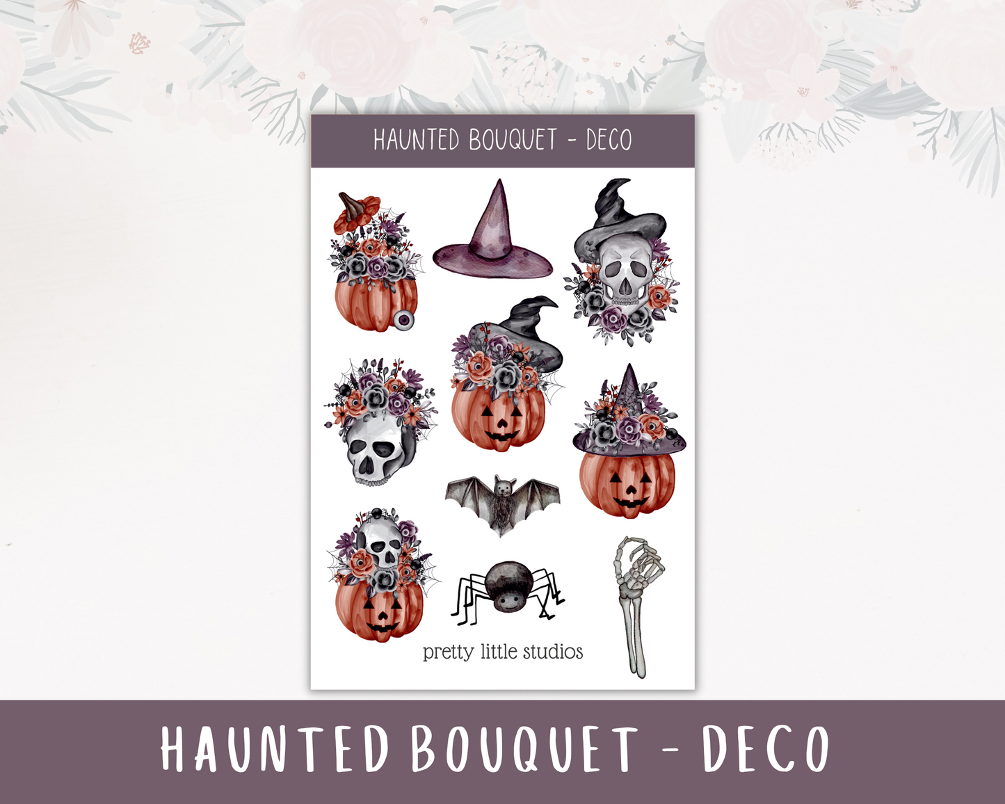 Haunted Bouquet Standard Vertical Happy Planner Sticker Kit