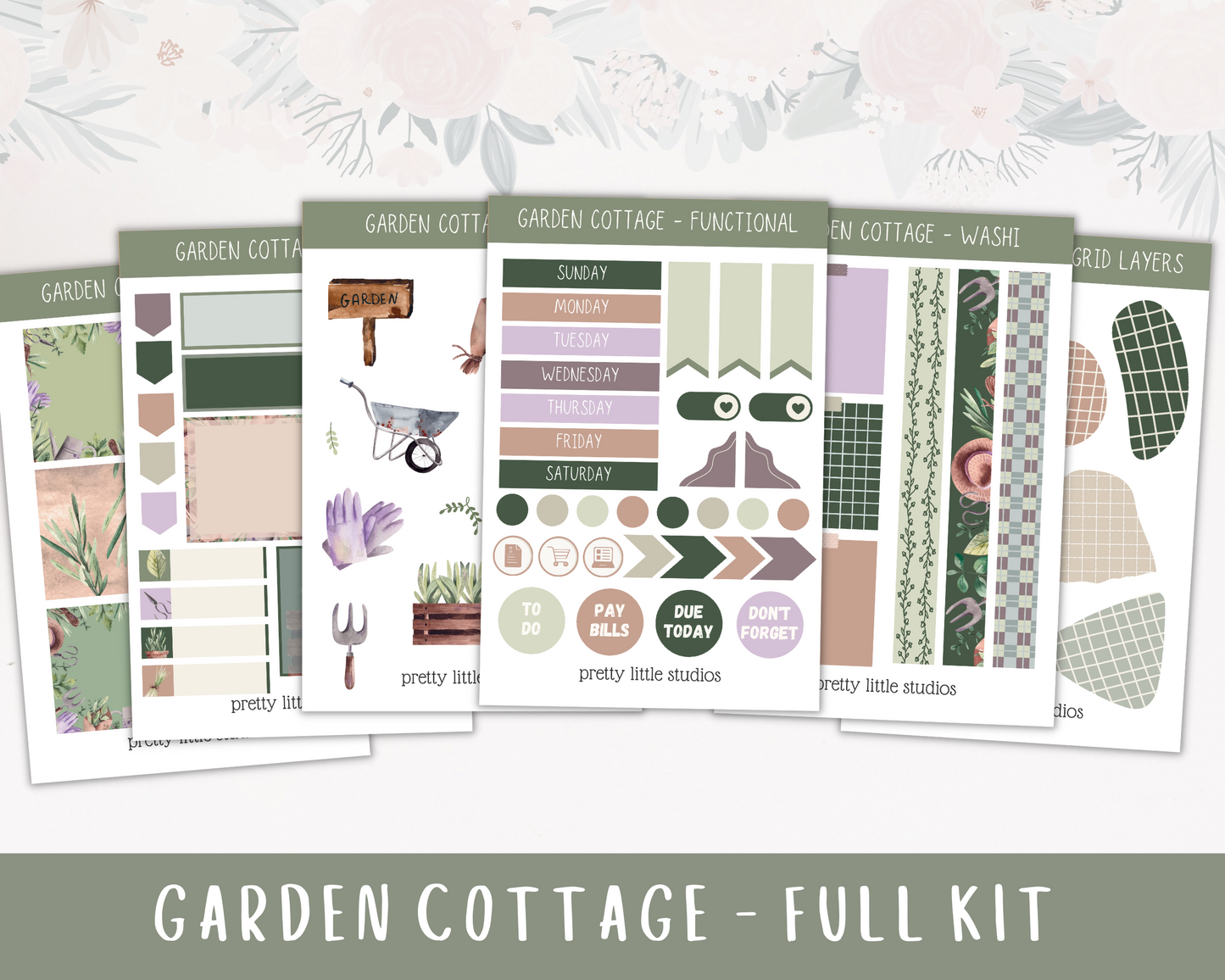 Garden Cottage Happy Planner Classic Standard Vertical Weekly Sticker Kit