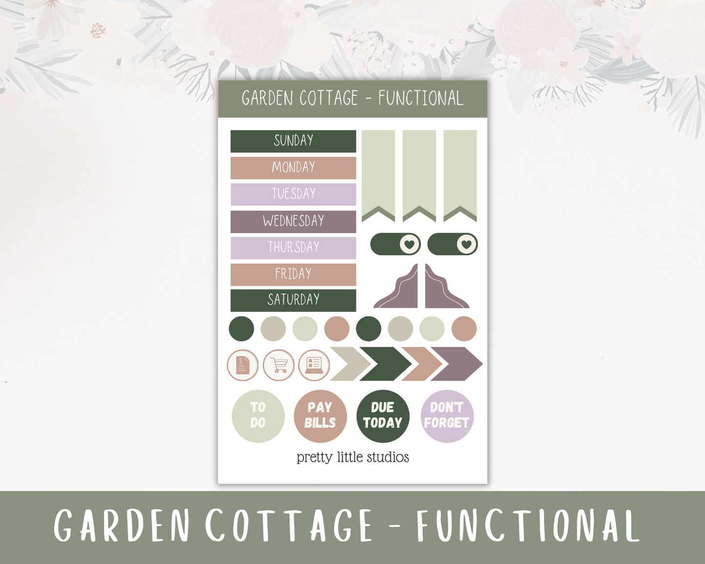 Garden Cottage Happy Planner Classic Standard Vertical Weekly Sticker Kit