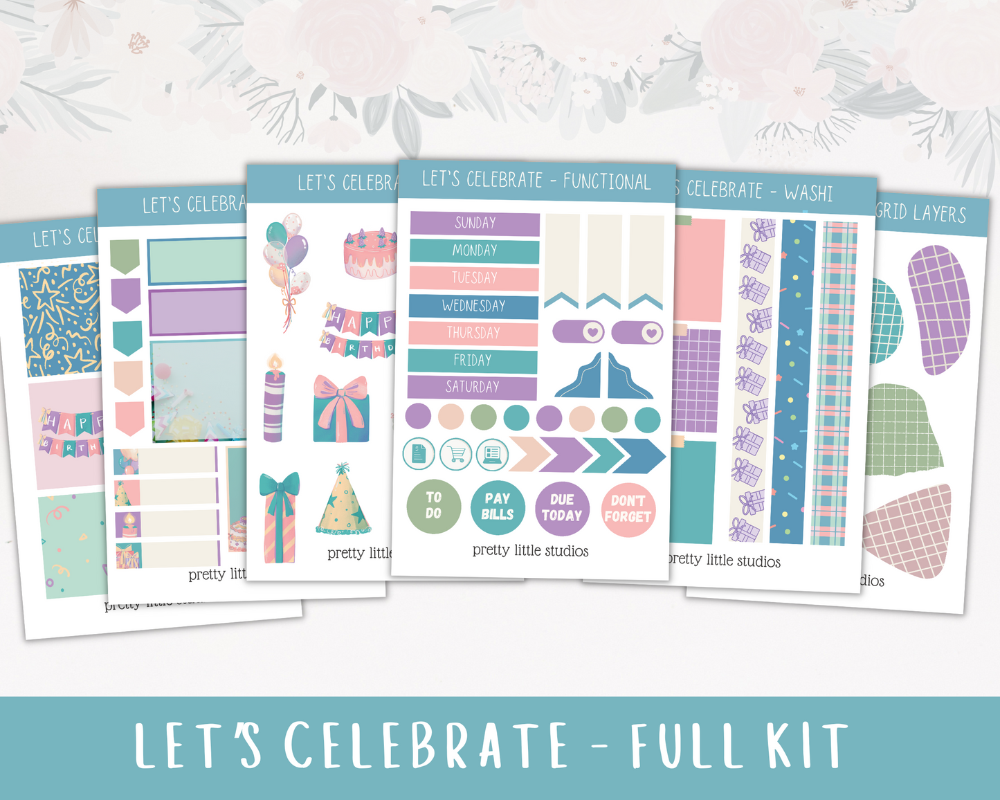 Let's Celebrate Birthday Happy Planner Classic Standard Vertical Weekly Sticker Kit