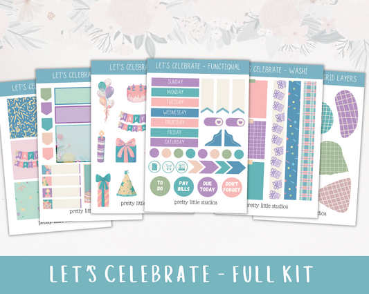Let's Celebrate Birthday Happy Planner Classic Standard Vertical Weekly Sticker Kit