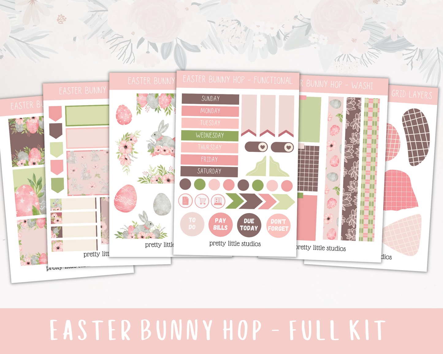 Easter Bunny Hop Standard Vertical Happy Planner Classic Weekly Sticker Kit