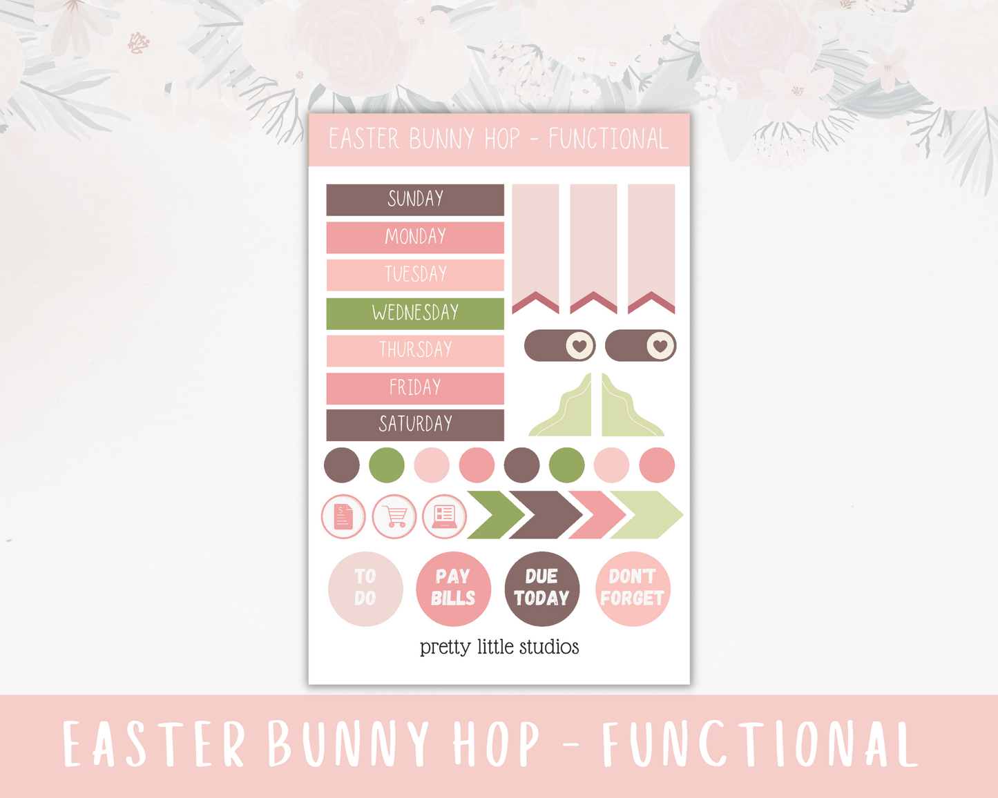 Easter Bunny Hop Standard Vertical Happy Planner Classic Weekly Sticker Kit