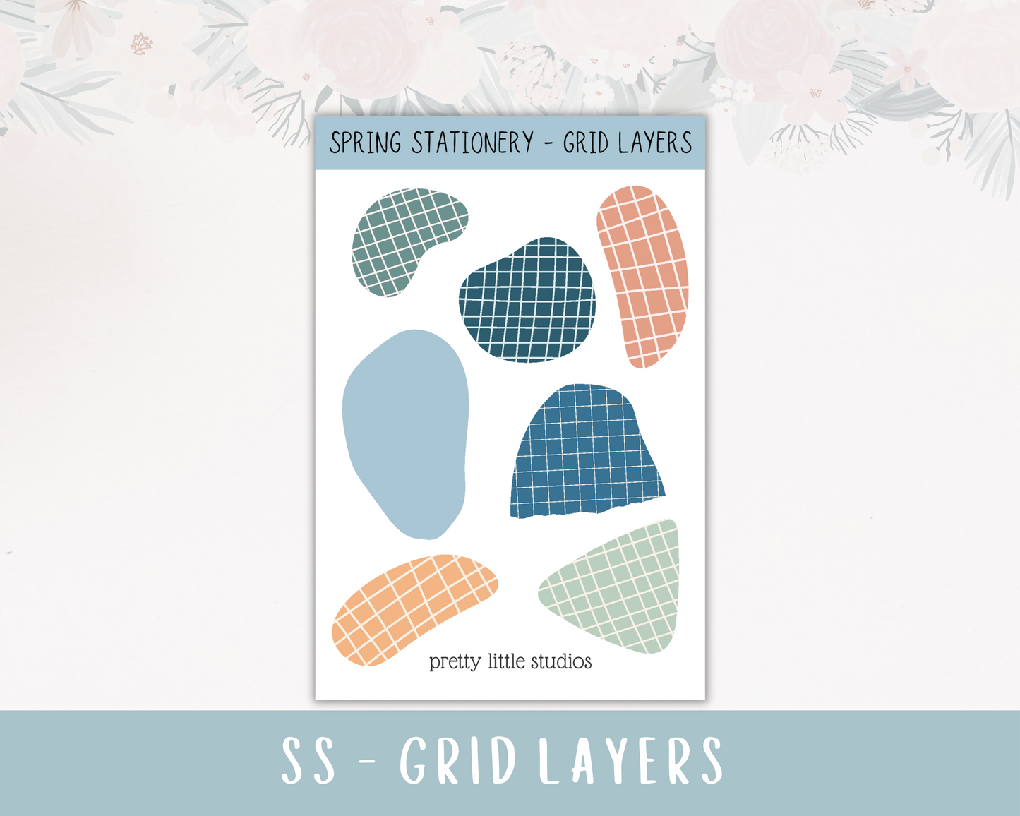 Spring Stationery Sticker Kit - Blue Stickers - Happy Planner Stickers - Planner Stickers Kit - Flower Stickers - Spring Stickers