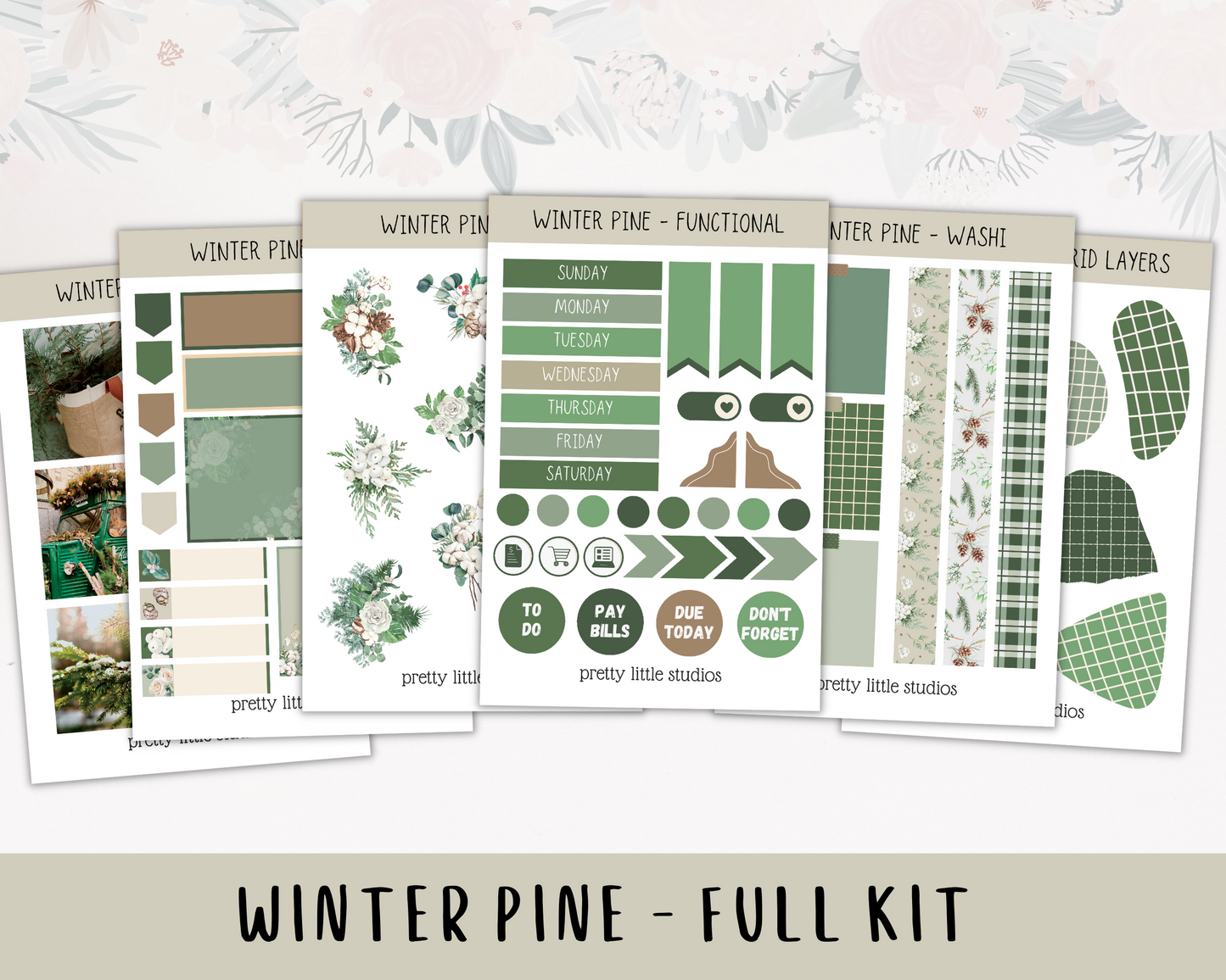 Winter Pine Happy Planner Classic Standard Vertical Weekly Sticker Kit