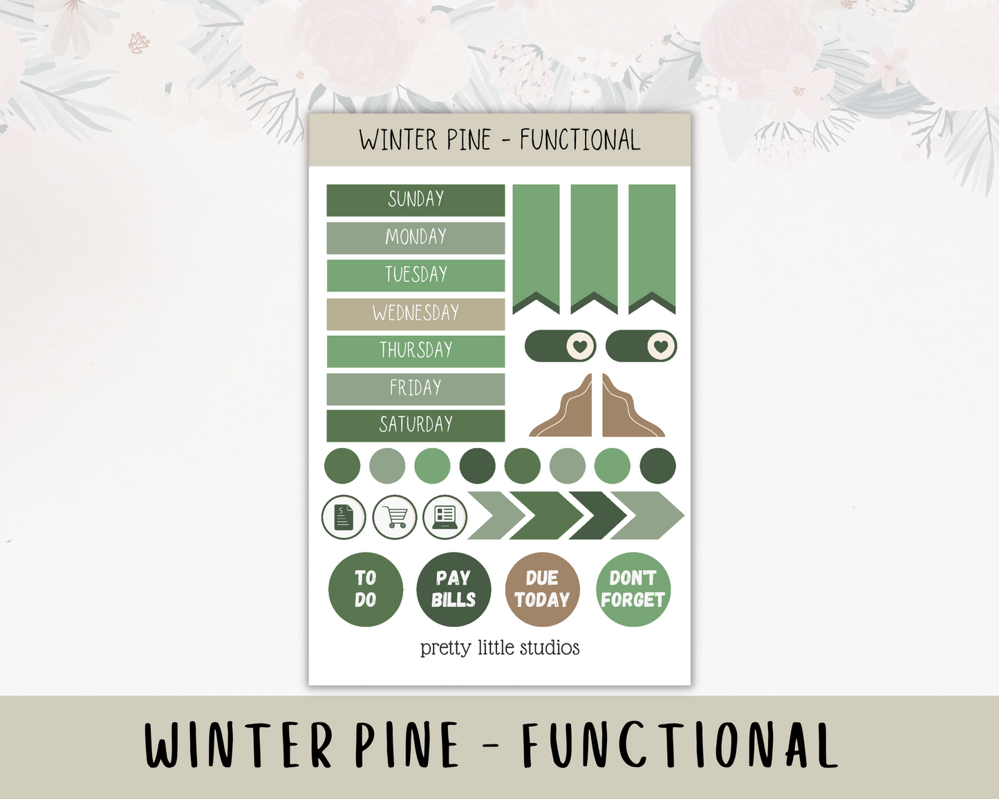 Winter Pine Happy Planner Classic Standard Vertical Weekly Sticker Kit