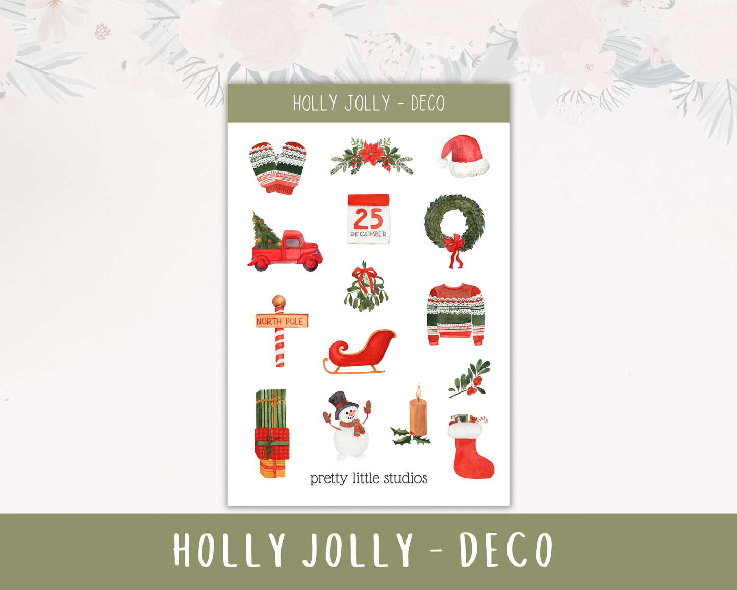 Holly Jolly Christmas Happy Planner Classic Standard Vertical Weekly Sticker Kit