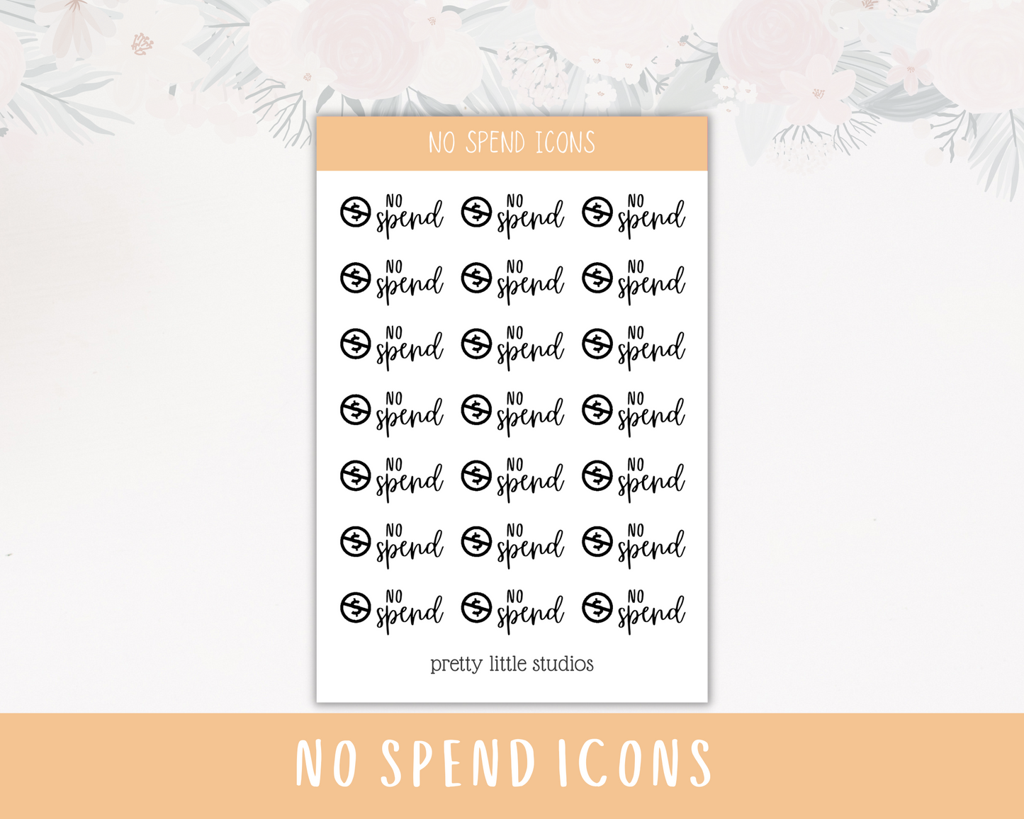 No Spend Icons Stickers