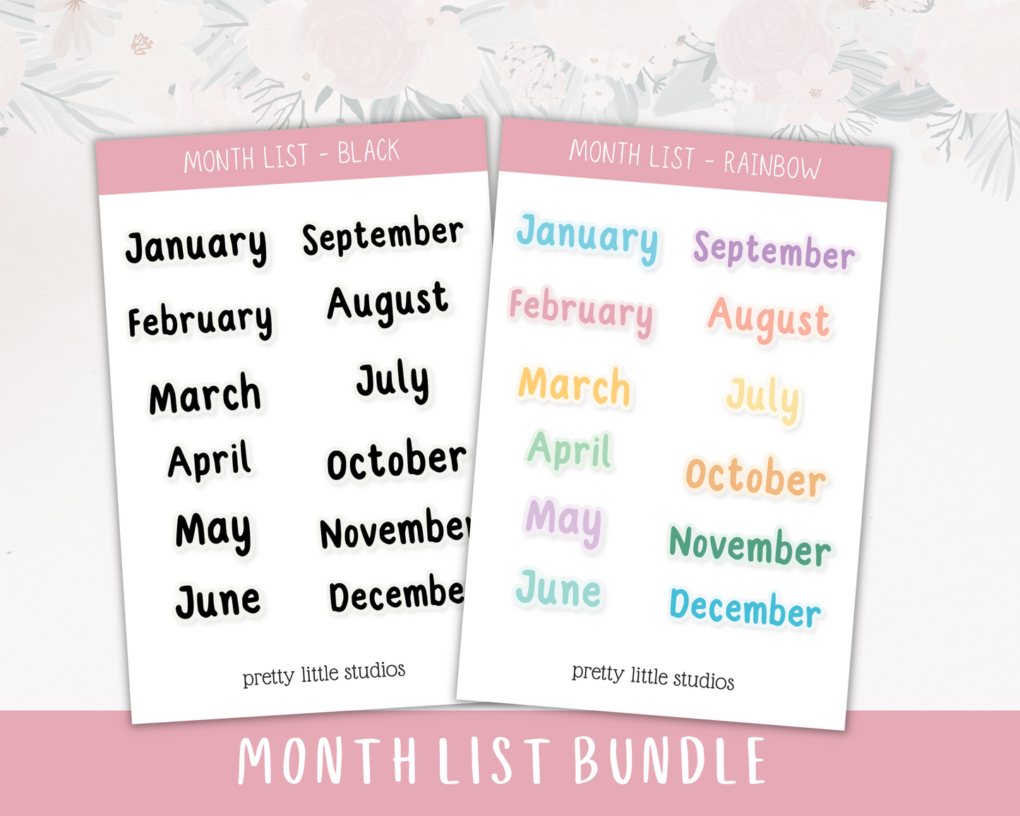 Month List - Rainbow Sheet