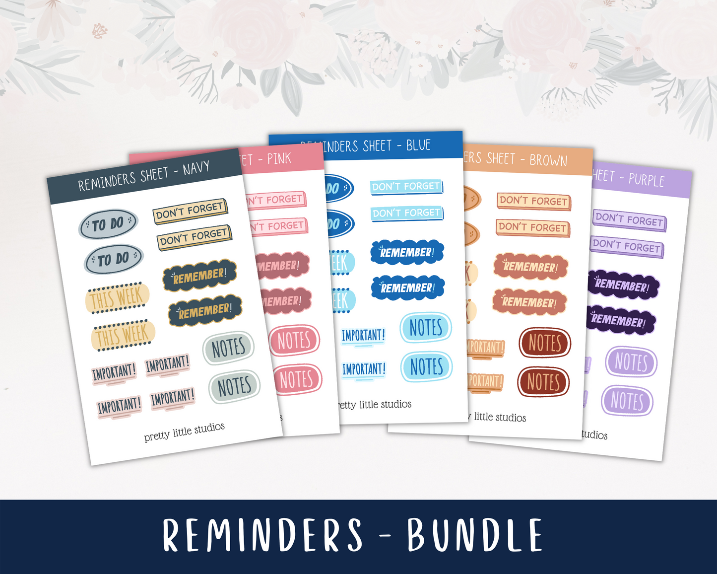 Reminders Sticker Sheets - Bullet Journal Stickers - Planner Stickers - Functional Stickers - Colourful Reminder Stickers