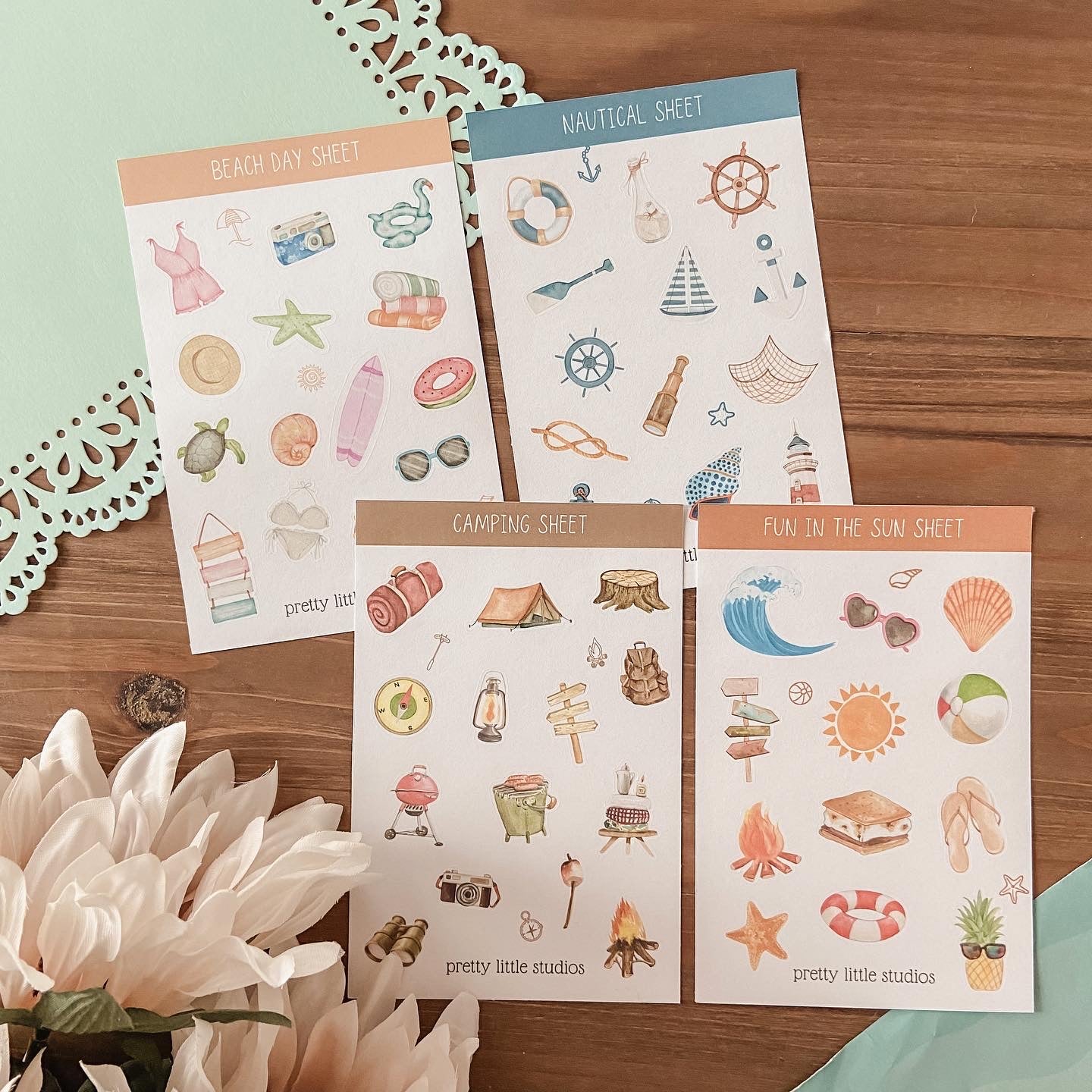 Beach Day Decorative Stickers - Bullet Journal Stickers - Planner Stickers - Beach Stickers - Summer Deco Stickers