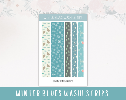 Winter Blues Washi Strip Aesthetic Stickers - Bullet Journal Stickers - Planner Stickers - Winter Stickers - Winter Washi Strip Stickers