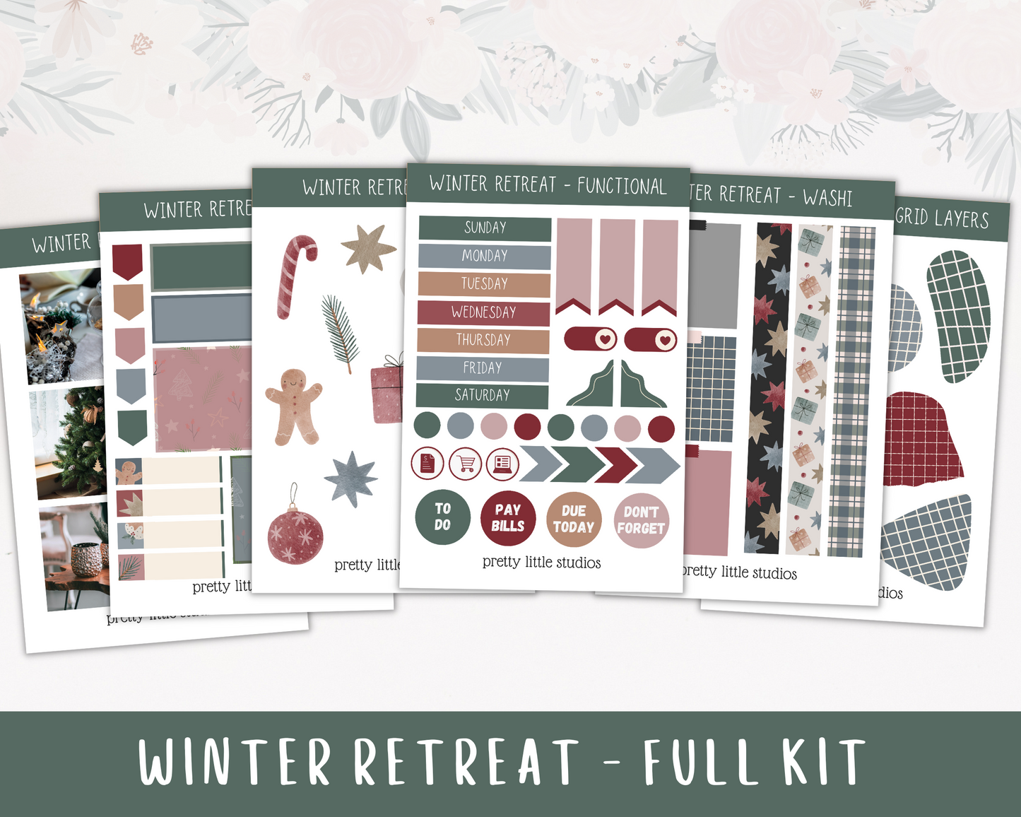 Winter Retreat Christmas Happy Planner Classic Standard Vertical Weekly Sticker Kit