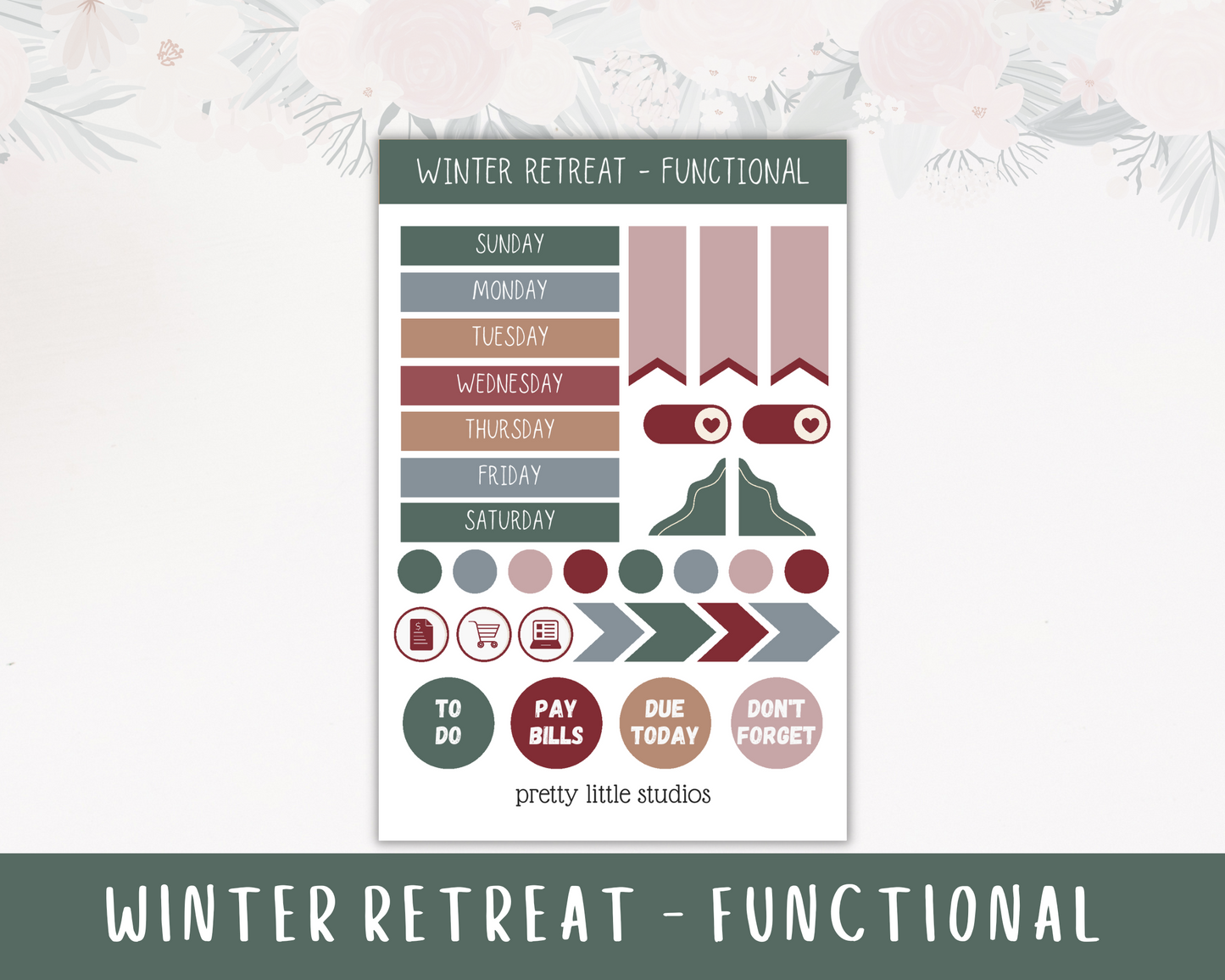 Winter Retreat Christmas Happy Planner Classic Standard Vertical Weekly Sticker Kit