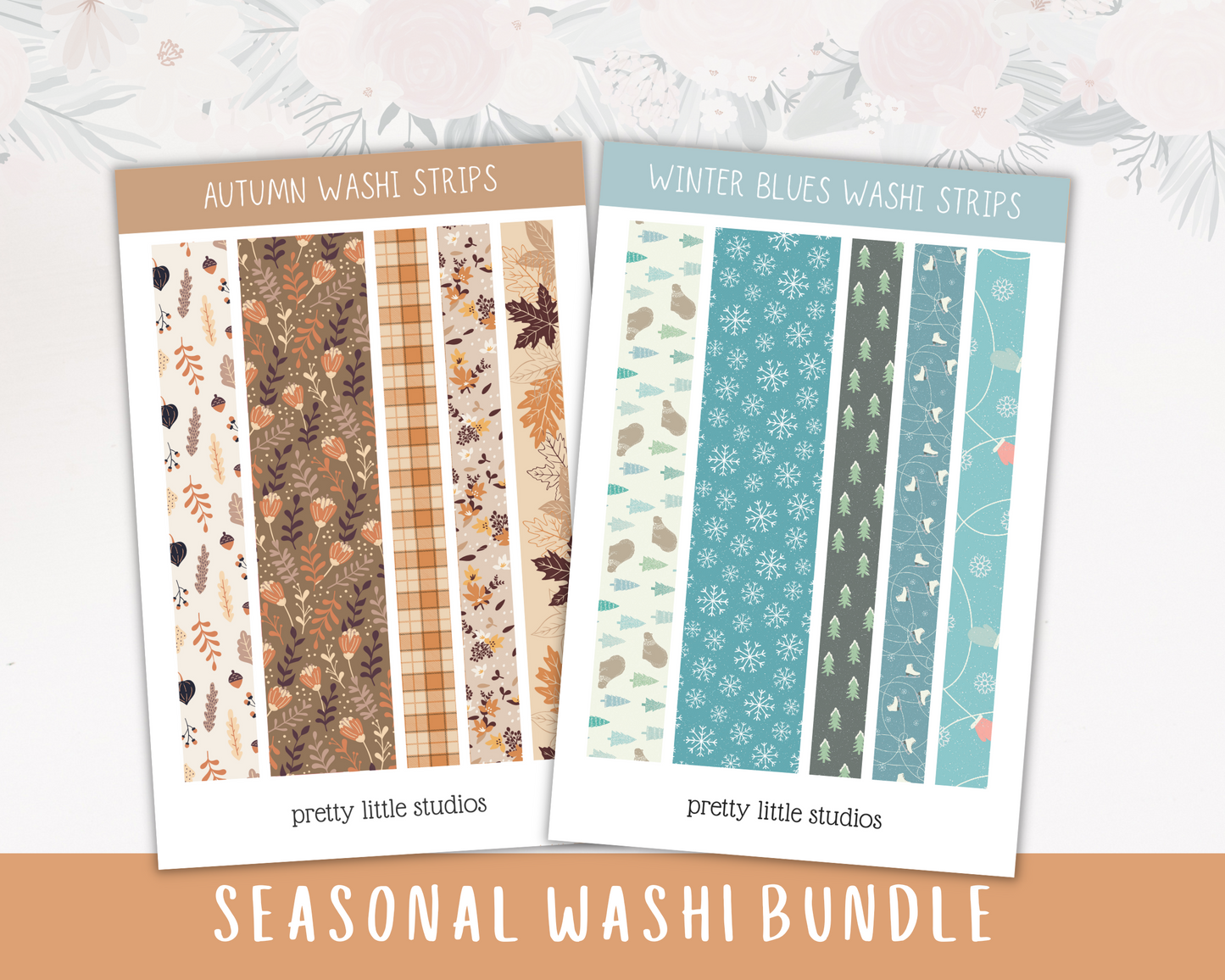Winter Blues Washi Strip Aesthetic Stickers - Bullet Journal Stickers - Planner Stickers - Winter Stickers - Winter Washi Strip Stickers