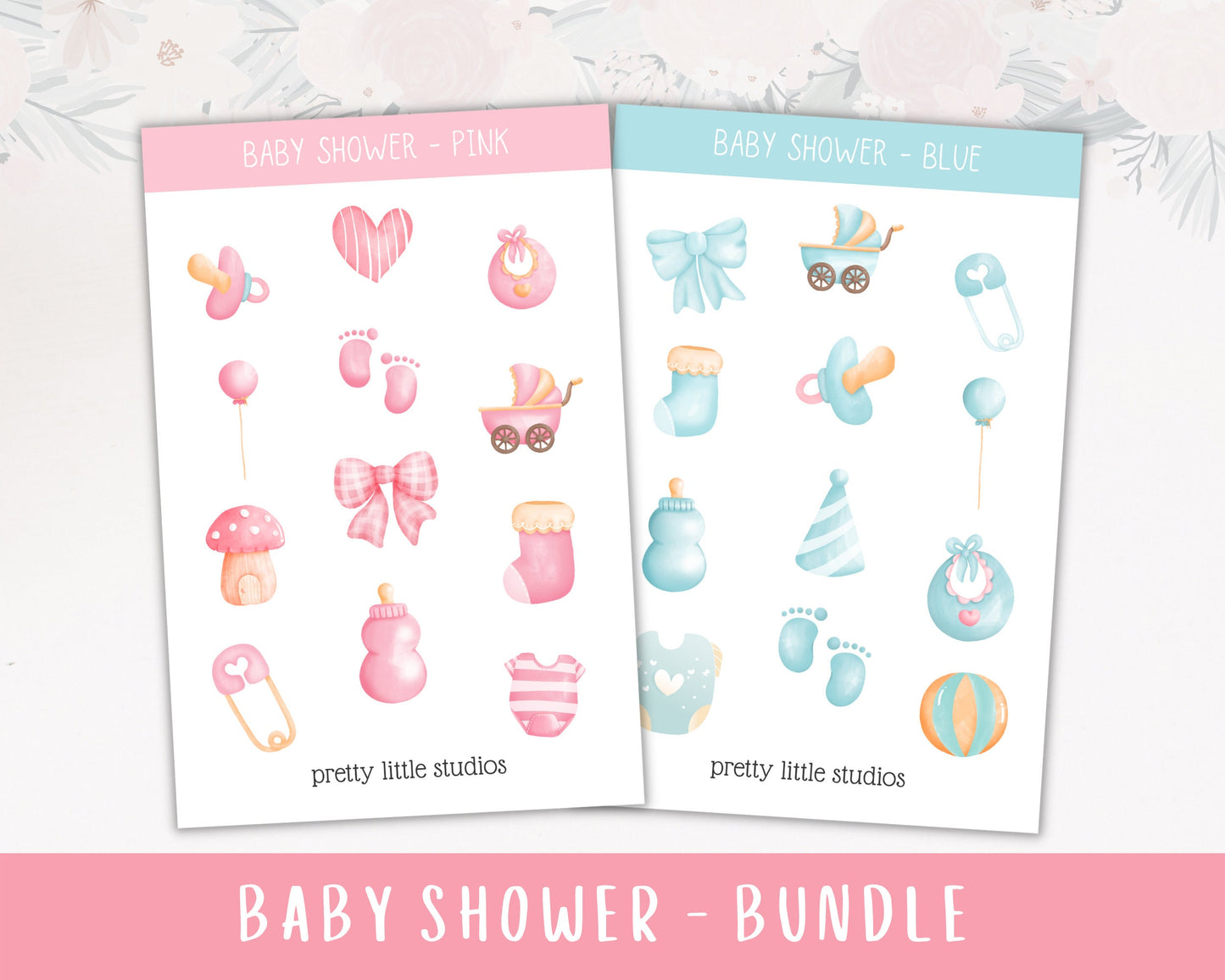 Baby Shower Decorative Sticker Sheets - Baby Stickers - Pink Baby Stickers - Blue Blue Stickers