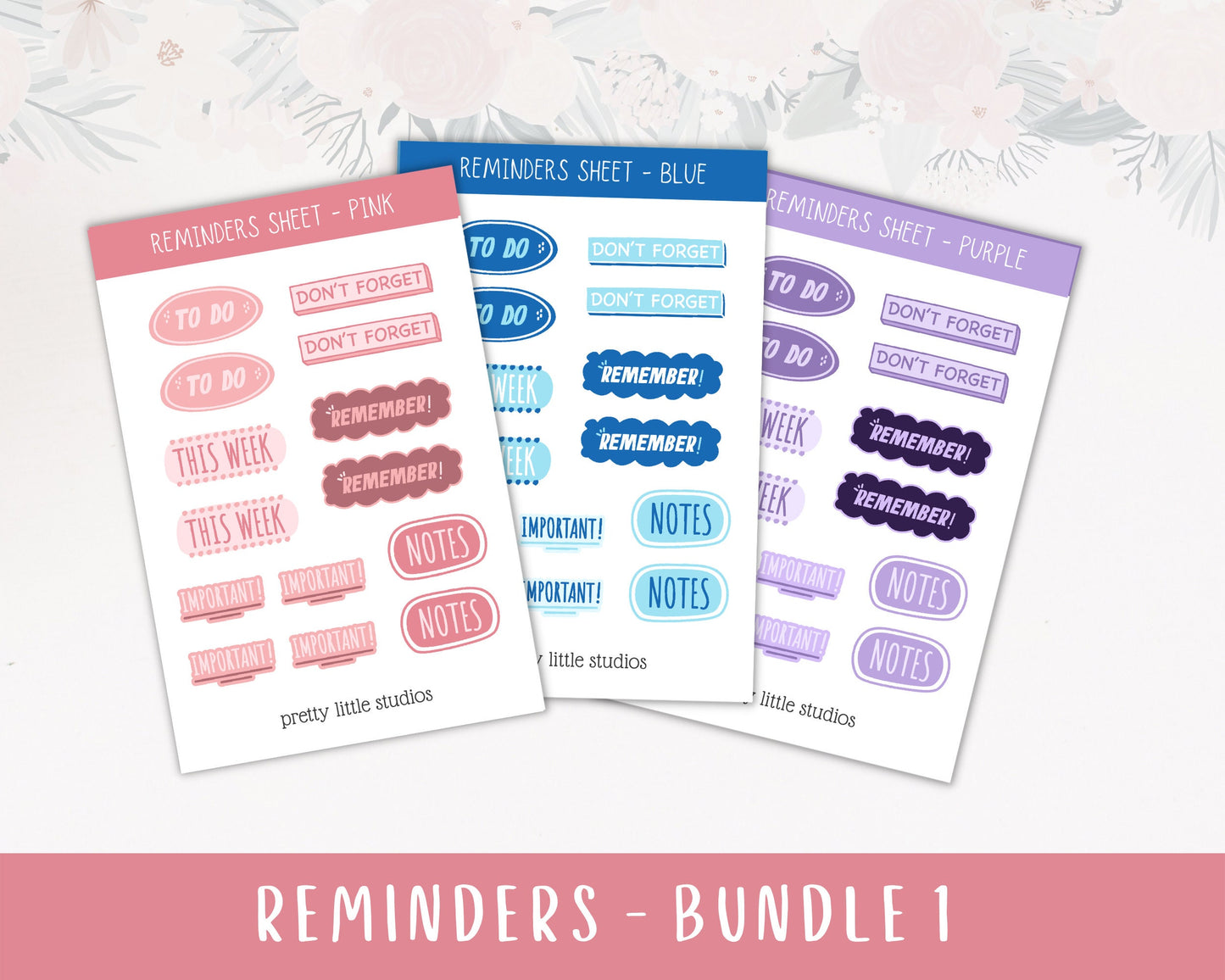 Reminders Sticker Sheets - Bullet Journal Stickers - Planner Stickers - Functional Stickers - Colourful Reminder Stickers