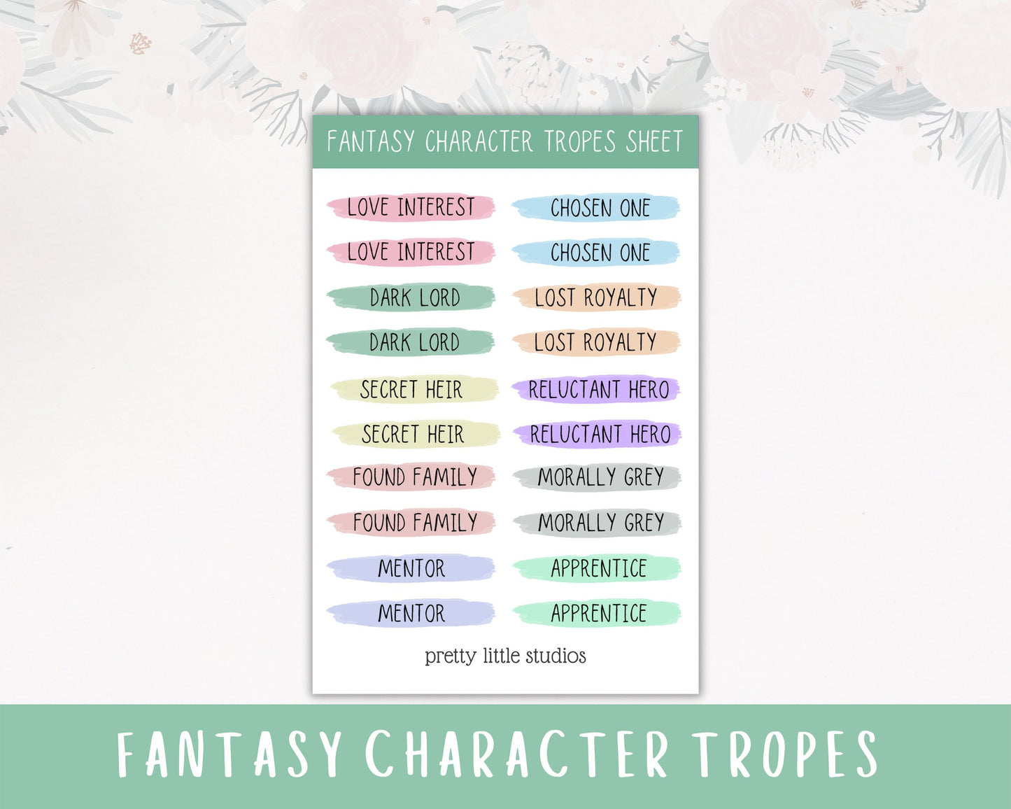 Trope Bookish Sticker Sheets - Bullet Journal Stickers - Bookish Stickers - Bookstagram Stickers - Book Tropes - Reading Journal