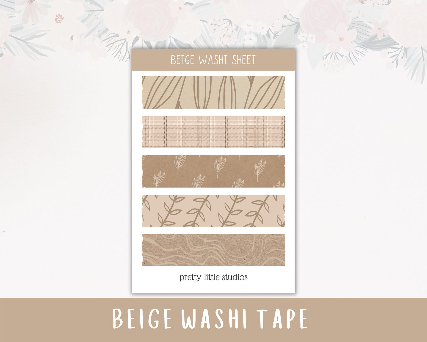 Aesthetic Washi Strip Sticker Sheets - Bullet Journal Stickers - Planner Stickers - Cozy Stickers - Neutral Bujo
