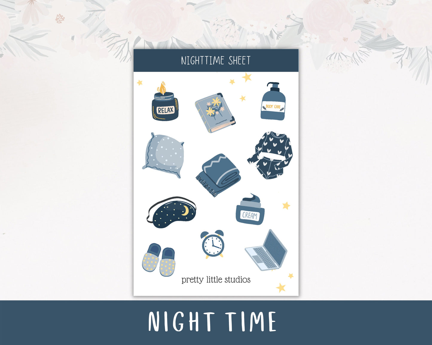 Nighttime Sticker Sheets - Bullet Journal Stickers - Night Stickers - Decorative Stickers - Navy Stickers