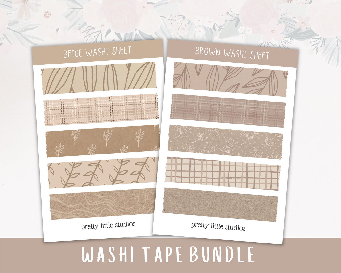 Aesthetic Washi Strip Sticker Sheets - Bullet Journal Stickers - Planner Stickers - Cozy Stickers - Neutral Bujo