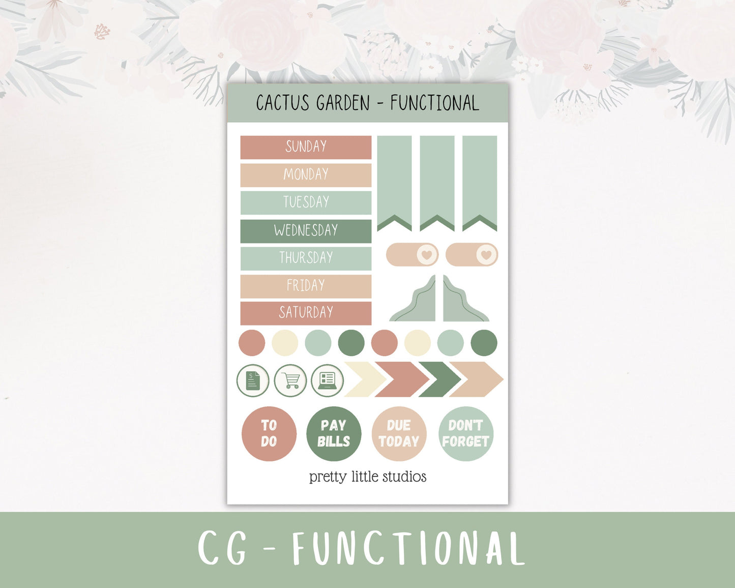 Cactus Garden Happy Planner Sticker Kit - Bullet Journal Sticker Kit - Planner Stickers - Cactus Stickers