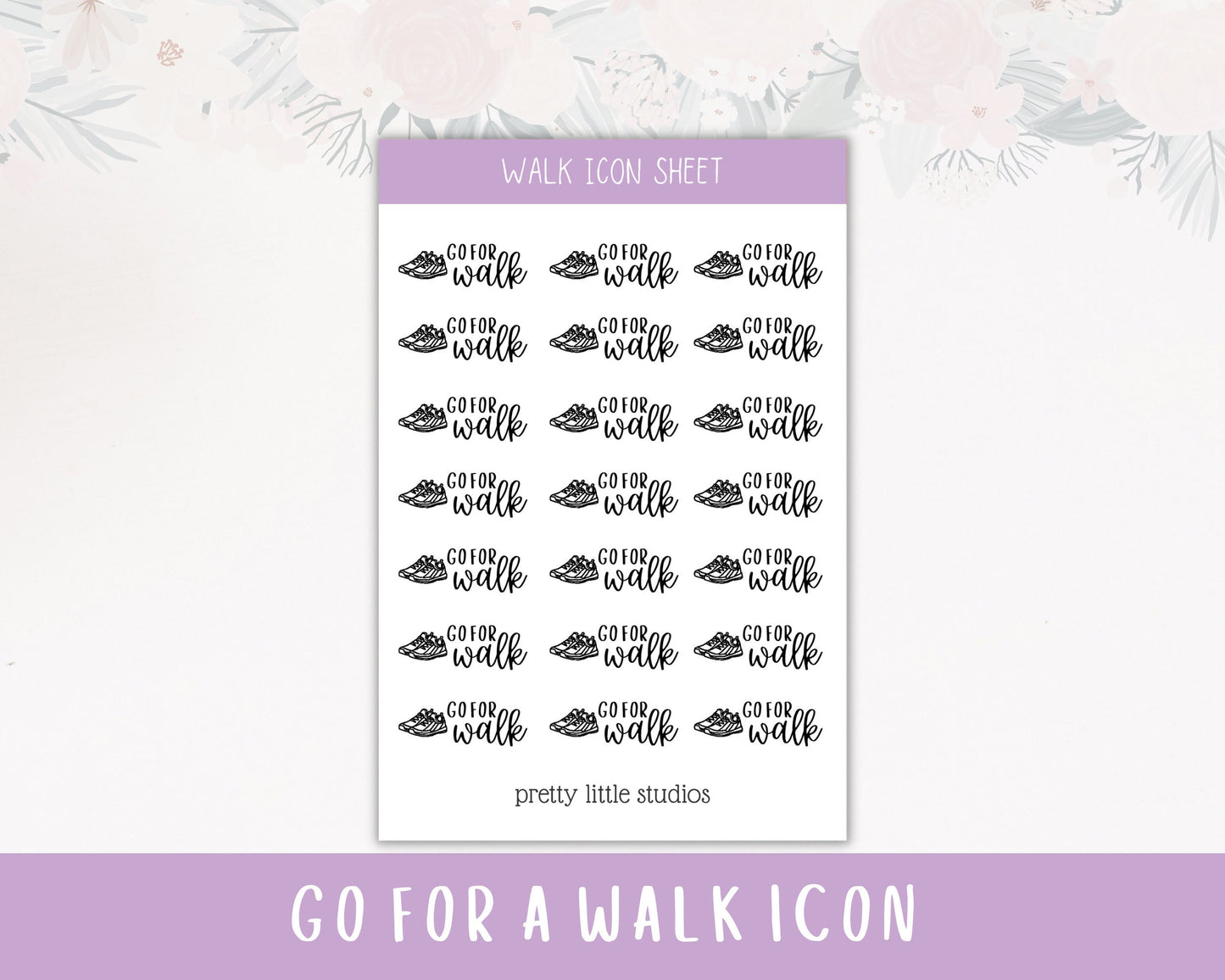 Go For Walk Icon Sticker Sheet - Bullet Journal Stickers - Planner Stickers - Walking Sticker - Functional Stickers - Icon Stickers