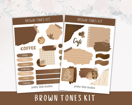 Dark Brown Mini Kit - Bullet Journal Sticker Kit - Planner Stickers Kit - Journaling Kit