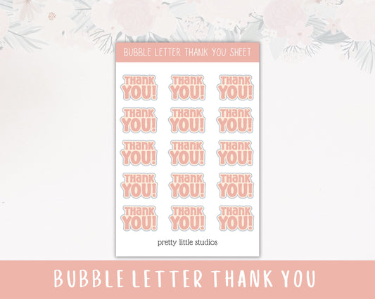 Thank You Bubble Letters Stickers - Thank You Stickers - Loot Bag Stickers
