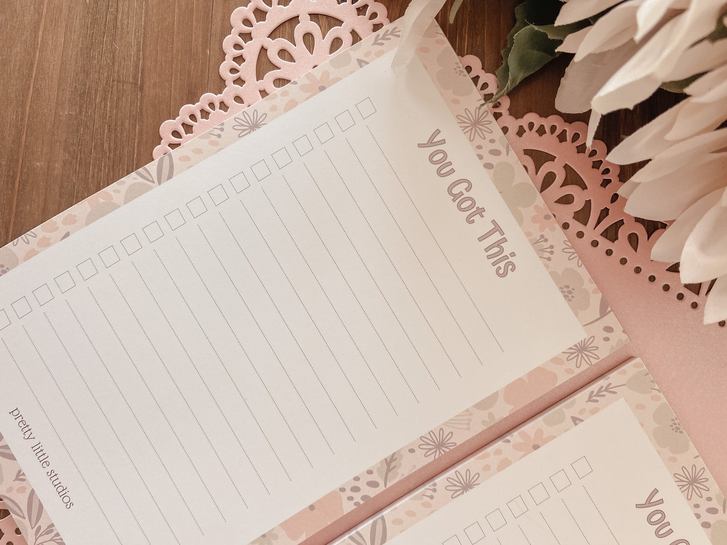 To Do List Notepad - To Do List Lined Notepad - Check Box List - Pink Floral To Do List