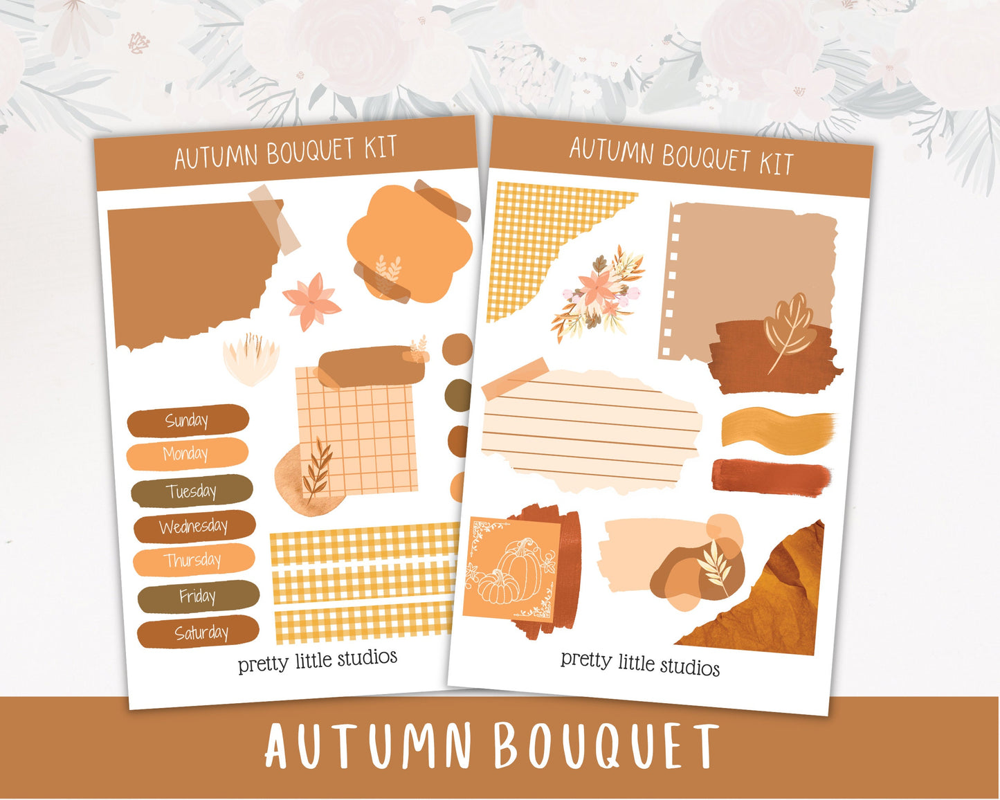 Autumn Bouquet Mini Journal Sticker Kit - Bullet Journal Sticker Kit - Planner Sticker Kit - Journaling Kit - Autumn Sticker Kit