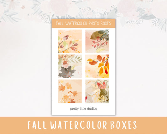 Fall Watercolor Photo Boxes Aesthetic Sticker Sheets - Bullet Journal Stickers - Planner Stickers - Autumn Stickers - Photo Boxes Stickers