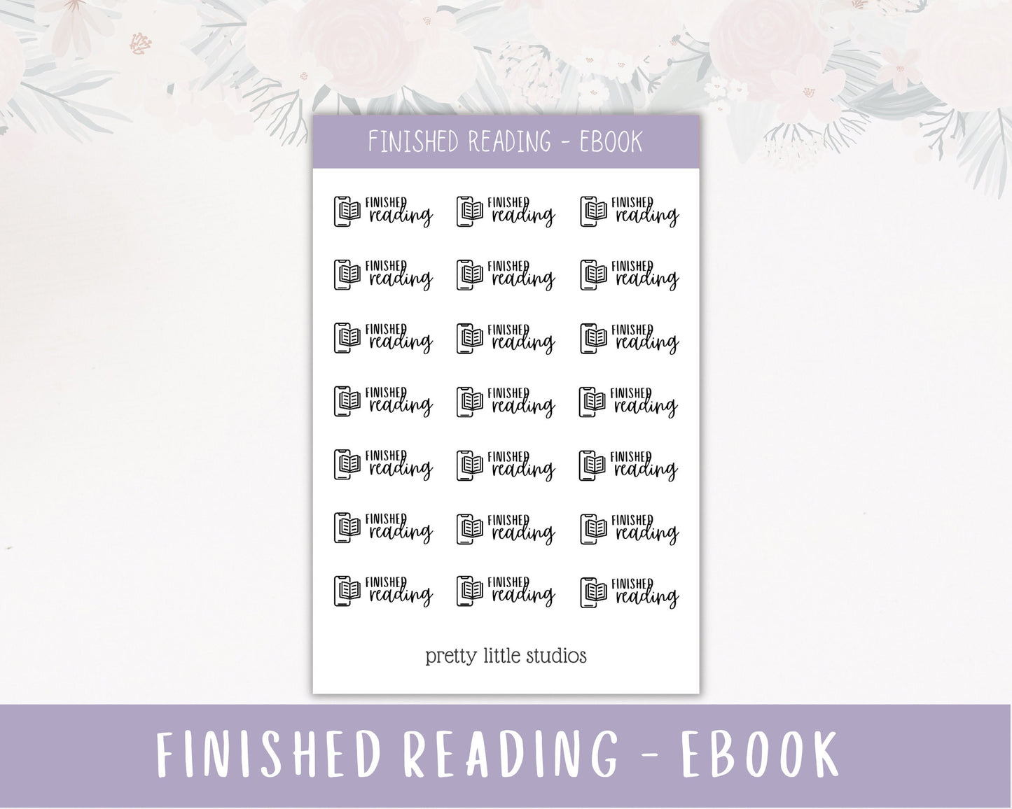 Finished Reading Icon Sticker Sheet - Reading Journal Stickers - Audiobook Stickers -Ebook Stickers - Finished Book Stickers