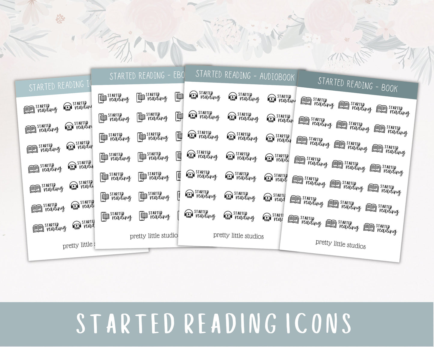 Started Reading Icon Sticker Sheet - Reading Journal Stickers - Audiobook Stickers -Ebook Stickers - Book Tracking Stickers