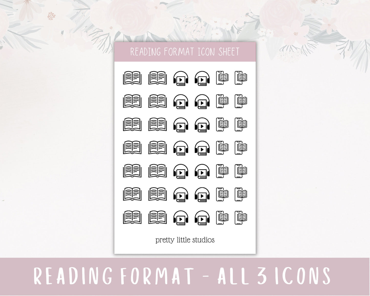Book Format Icon Stickers - Reading Journal Stickers - Audiobook Stickers -Ebook Stickers - Reading Format Stickers