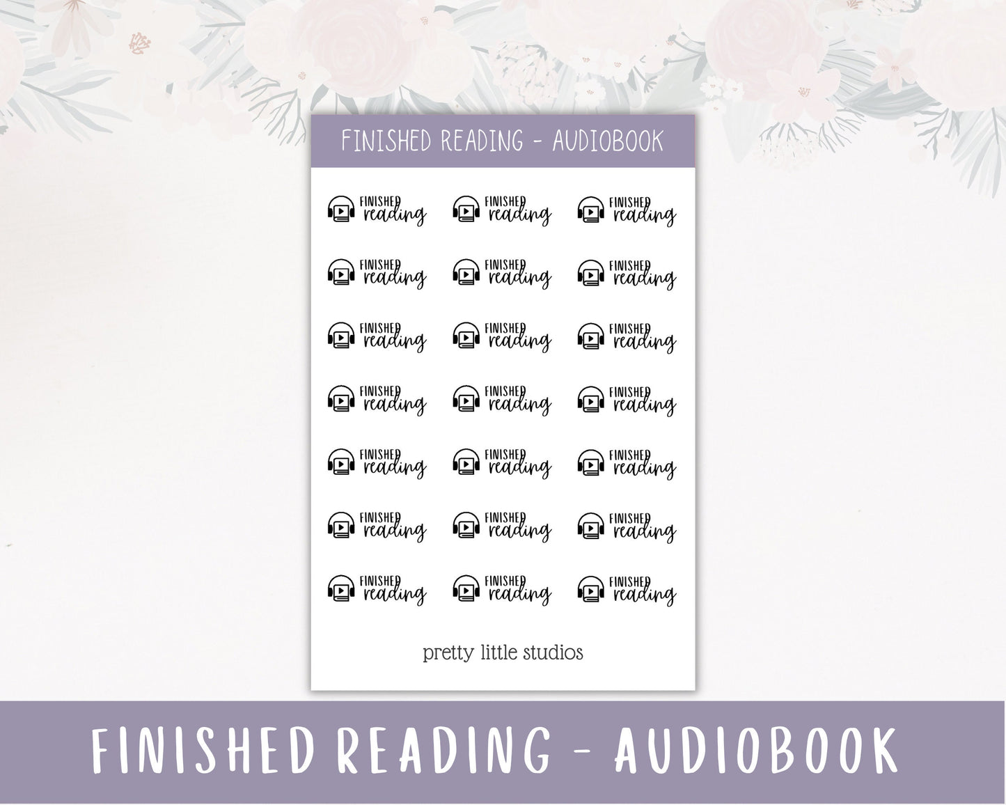 Finished Reading Icon Sticker Sheet - Reading Journal Stickers - Audiobook Stickers -Ebook Stickers - Finished Book Stickers