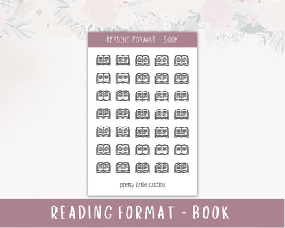 Book Format Icon Stickers - Reading Journal Stickers - Audiobook Stickers -Ebook Stickers - Reading Format Stickers