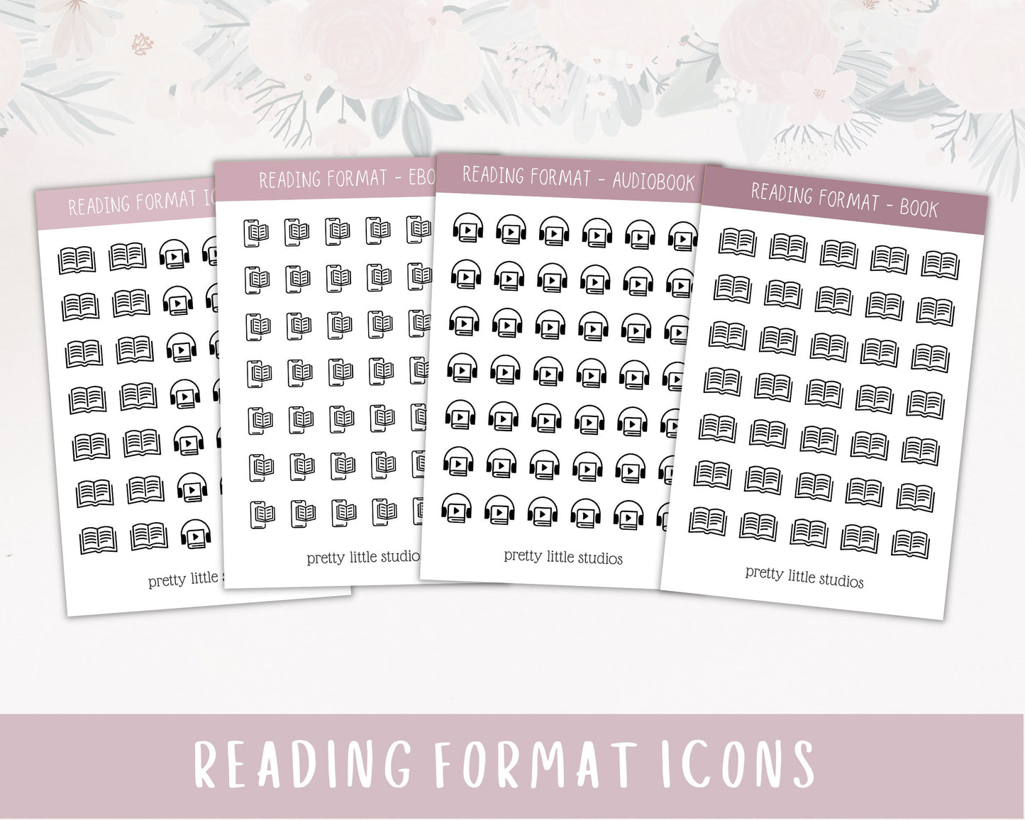 Book Format Icon Stickers - Reading Journal Stickers - Audiobook Stickers -Ebook Stickers - Reading Format Stickers