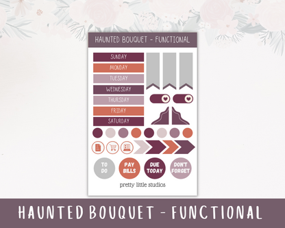 Haunted Bouquet Standard Vertical Happy Planner Sticker Kit