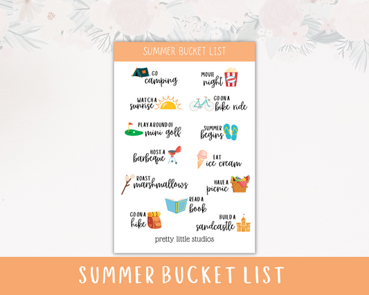 Summer Bucket List Seasonal Decorative Sticker Sheets