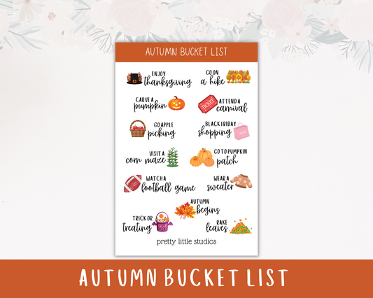 Autumn Bucket List Seasonal Decorative Sticker Sheets