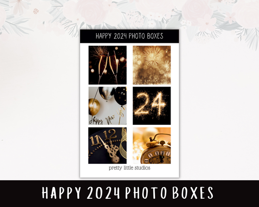Happy 2024 New Year's Photo Boxes Sticker Sheets