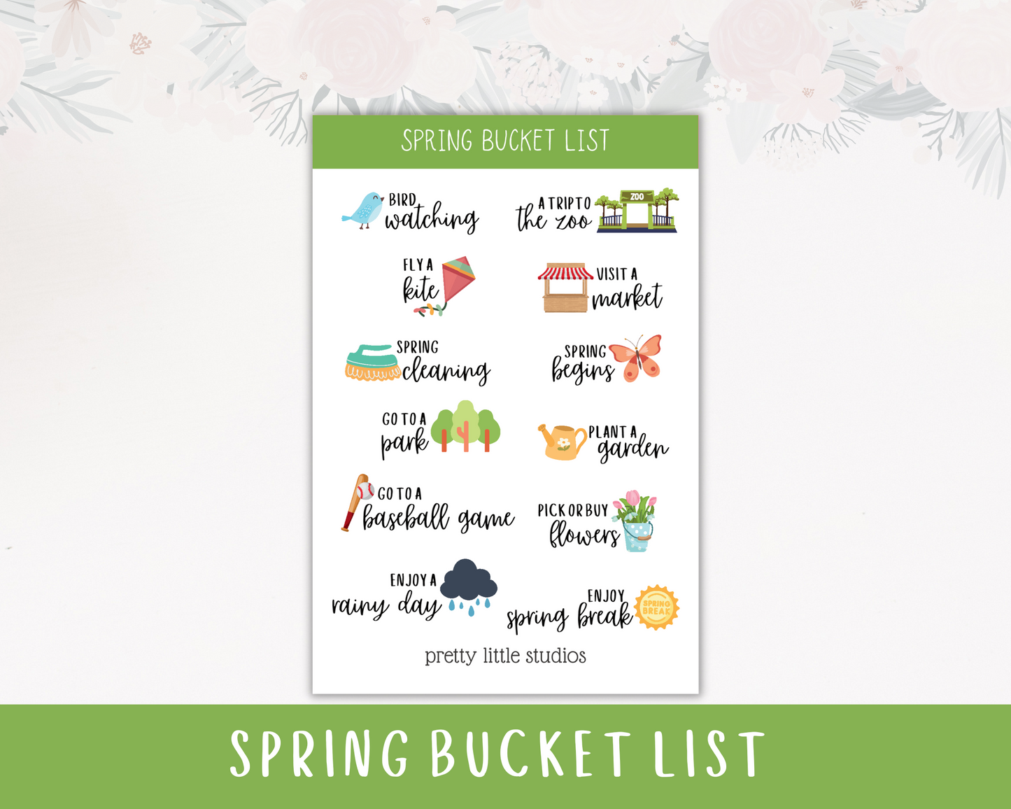 Spring Bucket List Seasonal Decorative Sticker Sheets