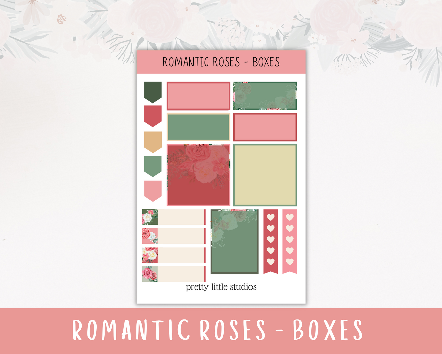 Romantic Roses Standard Vertical Happy Planner Classic Weekly Sticker Kit