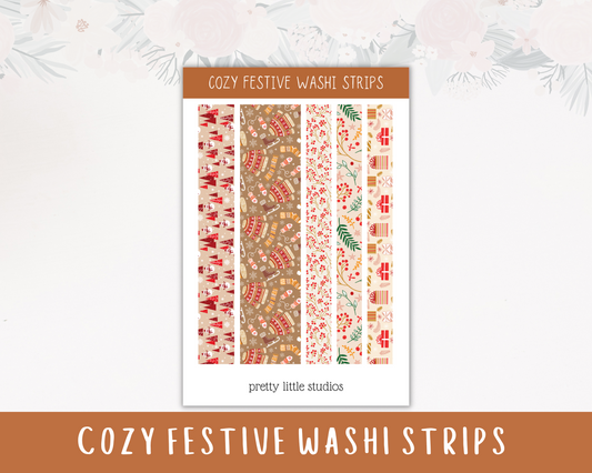 Festive Christmas Washi Strip Sticker Sheets - Christmas Washi Strip Stickers