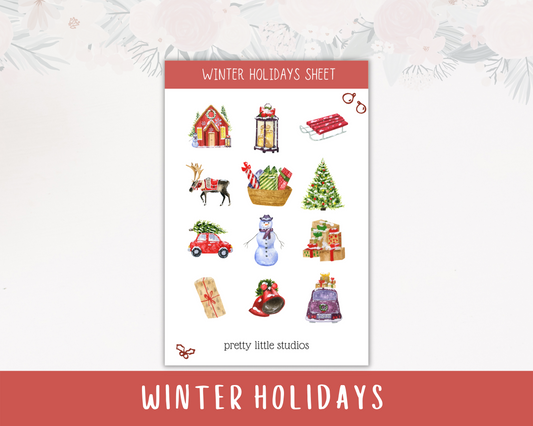 Winter Holidays Christmas Decorative Sticker Sheets